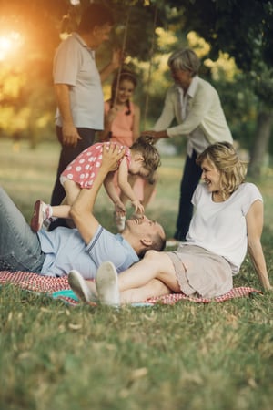 family having fun outside