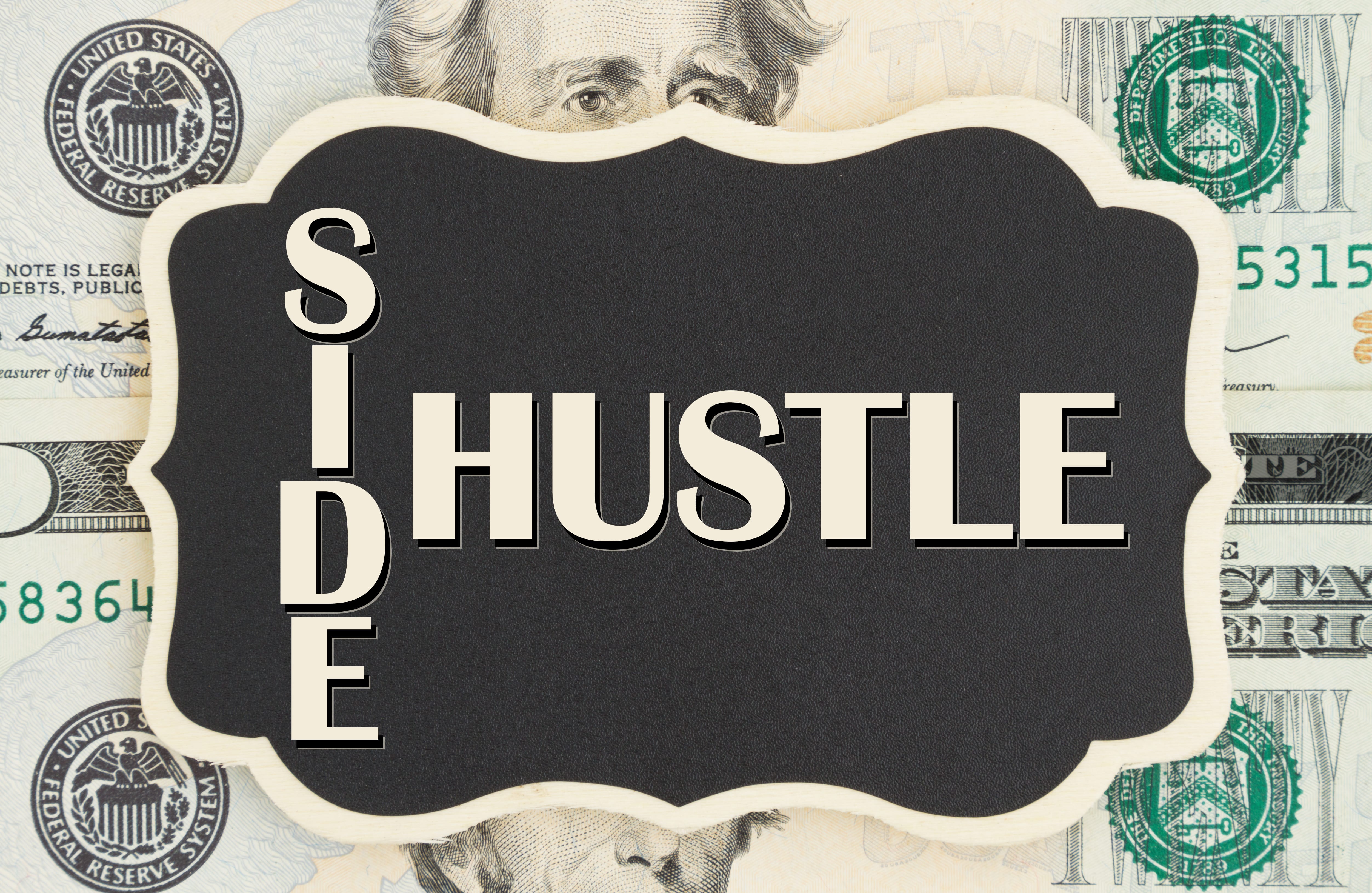 Side hustle word with money
